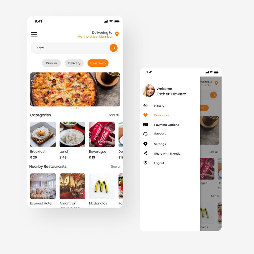UI Design of food ordering App